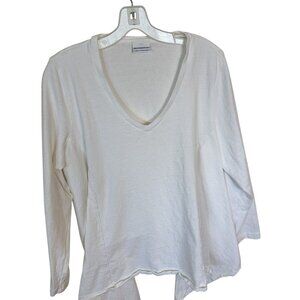 Pacific Cotton San Francisco White Cotton Womens V Neck Long Sleeve Tunic Top XL